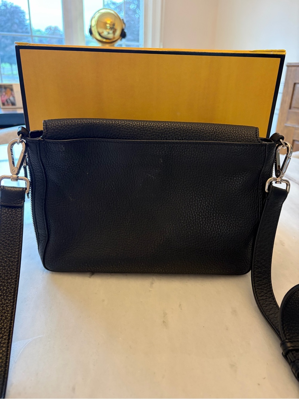 Fendi Black Pebbled Leather Messenger Pouch - Picture 5 of 10